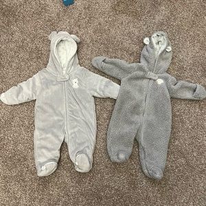 Carters bundle 2 Gray Fleece Coverall Winter suit size 3M